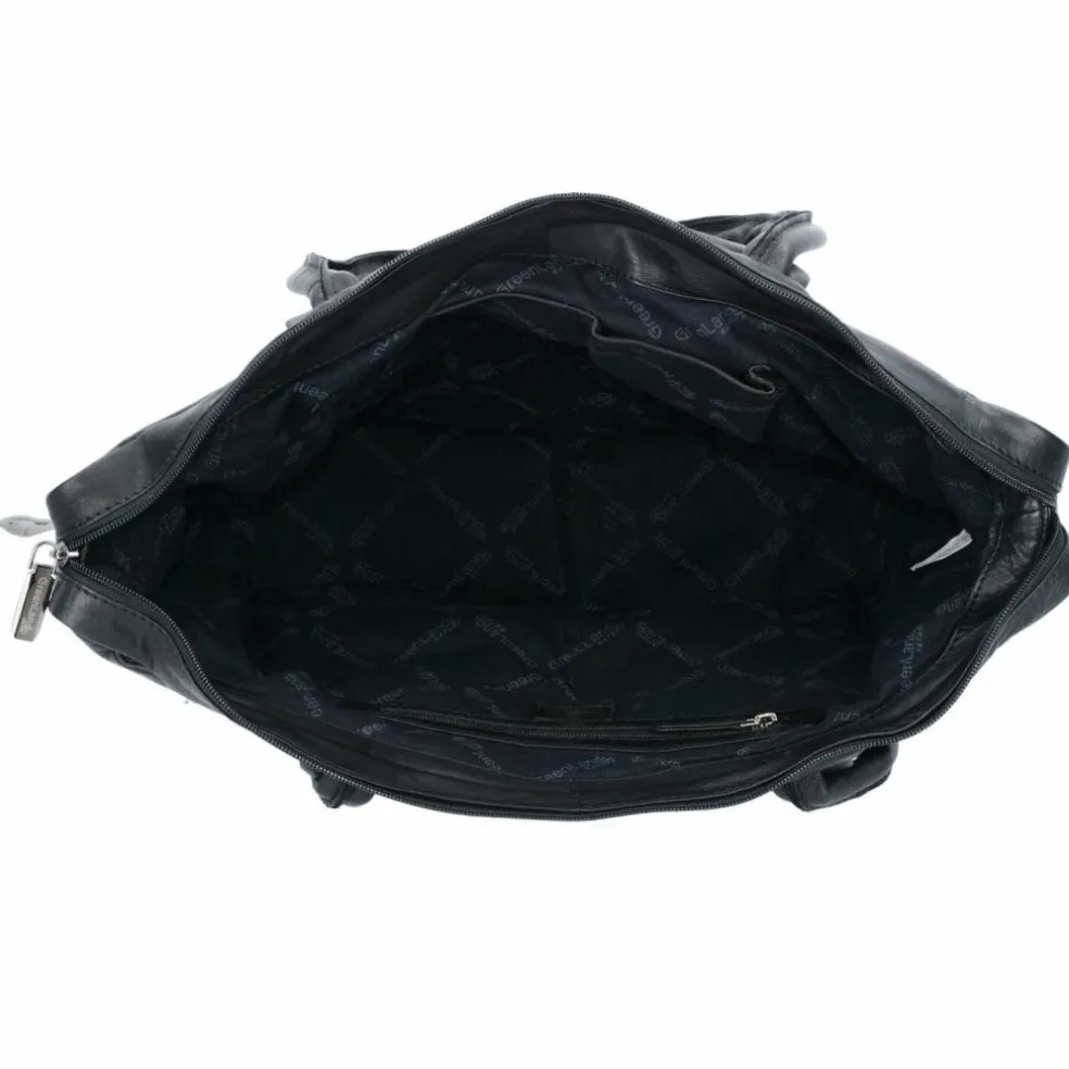 Greenland Nature Black Nappa Shopper Tasche Leder 33 cm