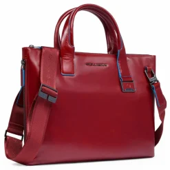 Piquadro Blue Square Shopper Tasche Leder 38 cm Laptopfach mit Dehnfalte